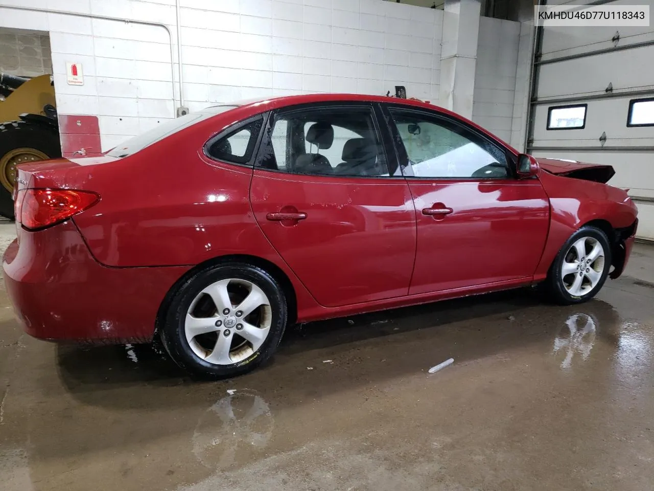 KMHDU46D77U118343 2007 Hyundai Elantra Gls