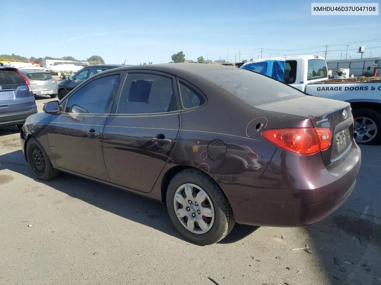 2007 Hyundai Elantra Gls VIN: KMHDU46D37U047108 Lot: 71029784