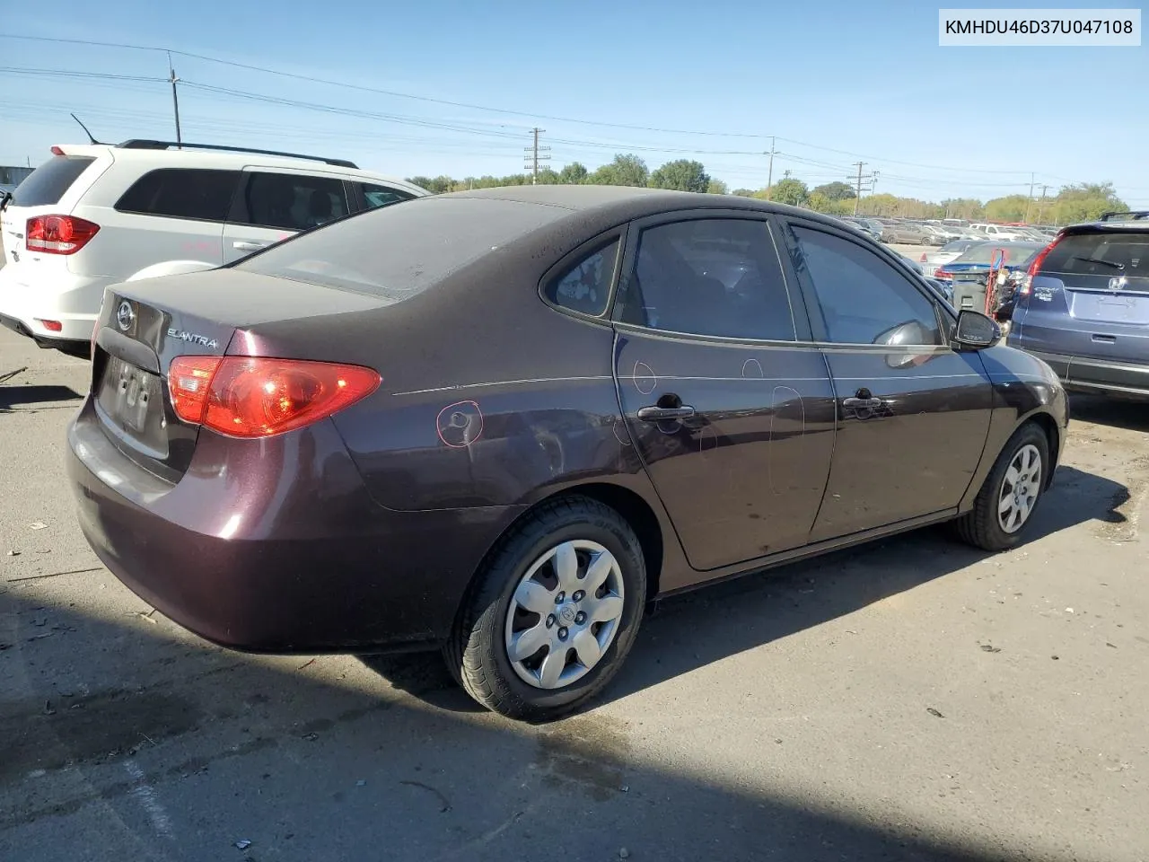 KMHDU46D37U047108 2007 Hyundai Elantra Gls