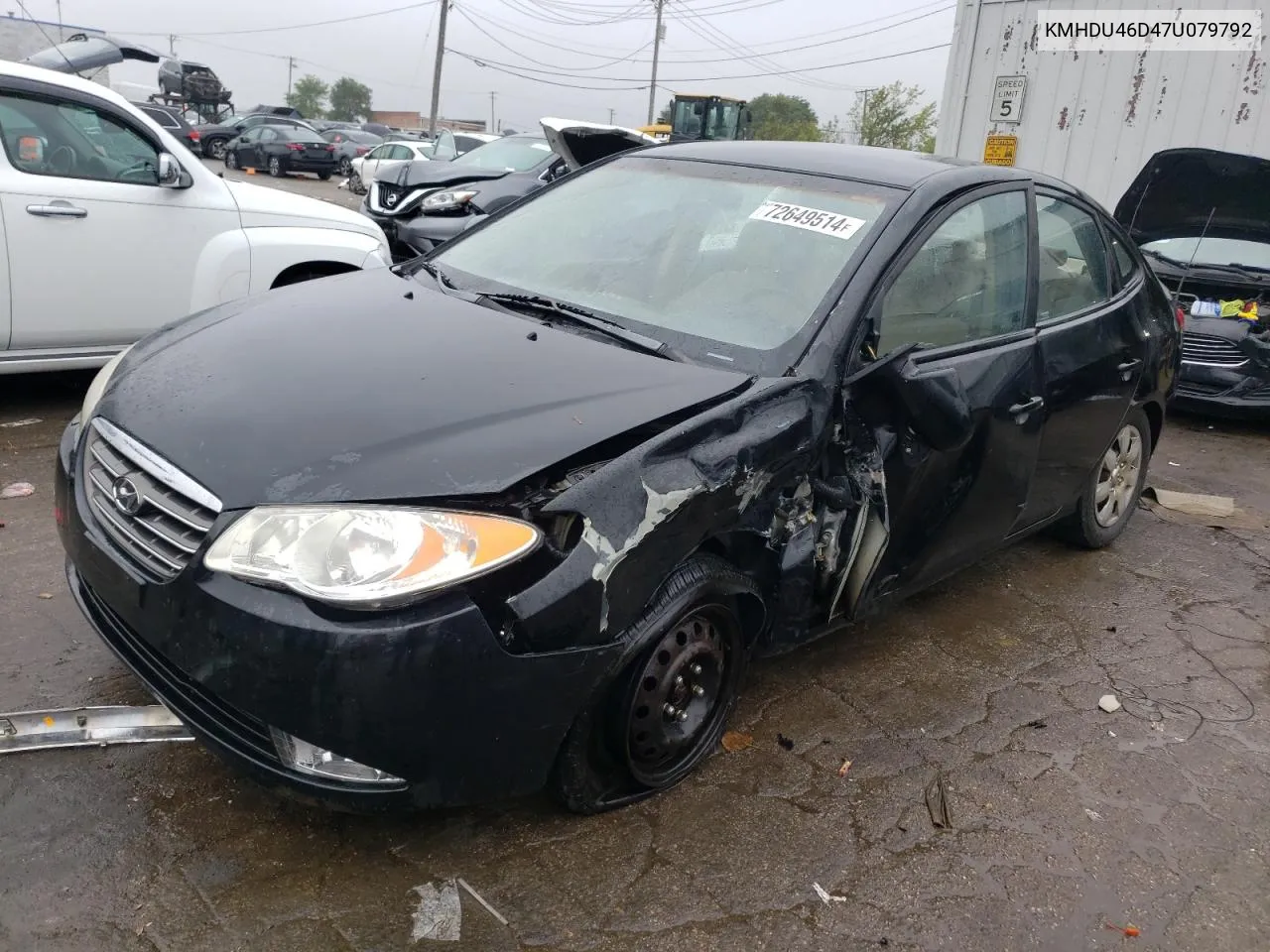 2007 Hyundai Elantra Gls VIN: KMHDU46D47U079792 Lot: 72649514