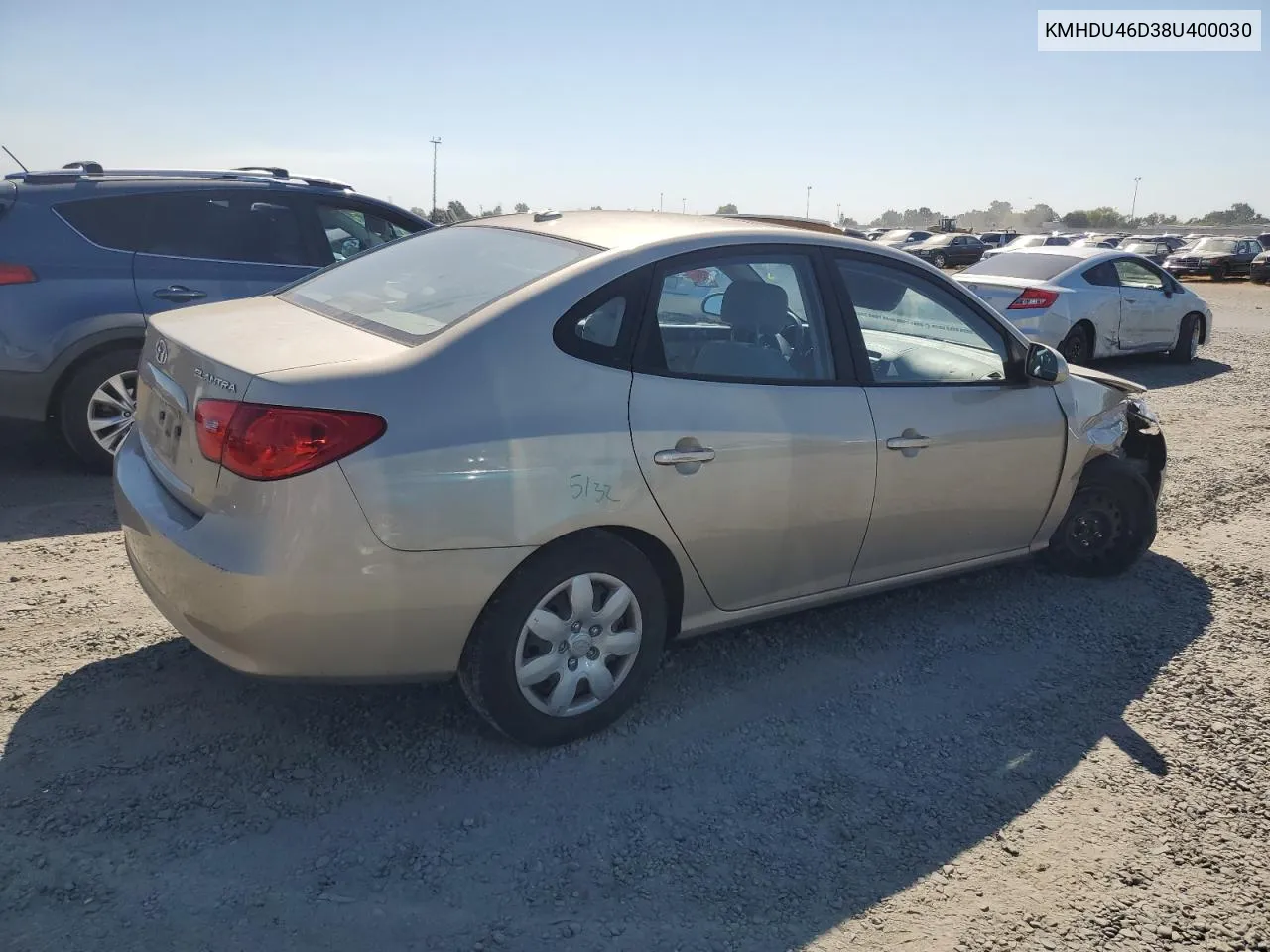 KMHDU46D38U400030 2008 Hyundai Elantra Gls