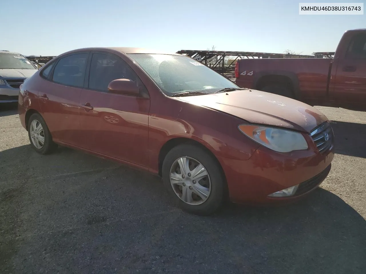 KMHDU46D38U316743 2008 Hyundai Elantra Gls