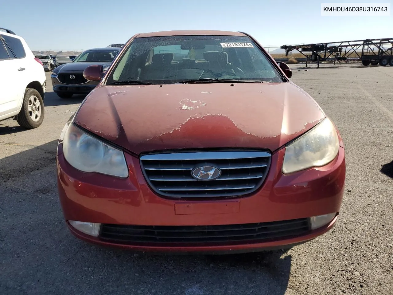 2008 Hyundai Elantra Gls VIN: KMHDU46D38U316743 Lot: 72794124