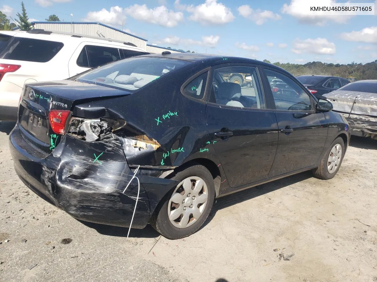 KMHDU46D58U571605 2008 Hyundai Elantra Gls