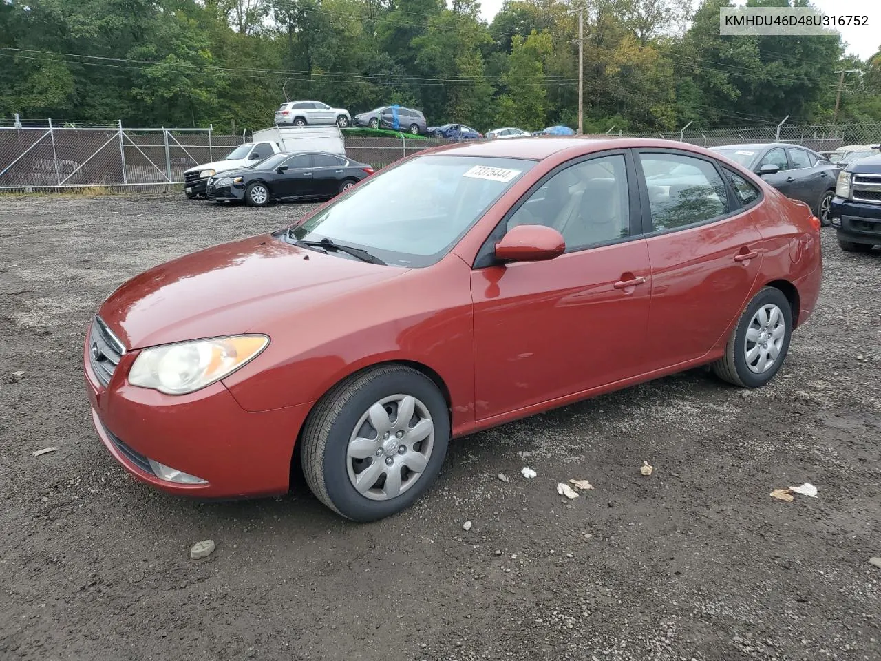 KMHDU46D48U316752 2008 Hyundai Elantra Gls