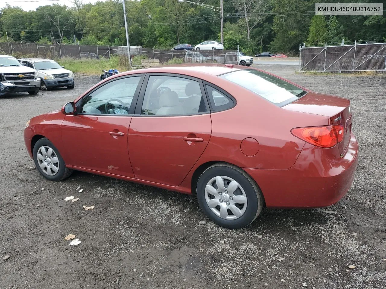 2008 Hyundai Elantra Gls VIN: KMHDU46D48U316752 Lot: 73375444