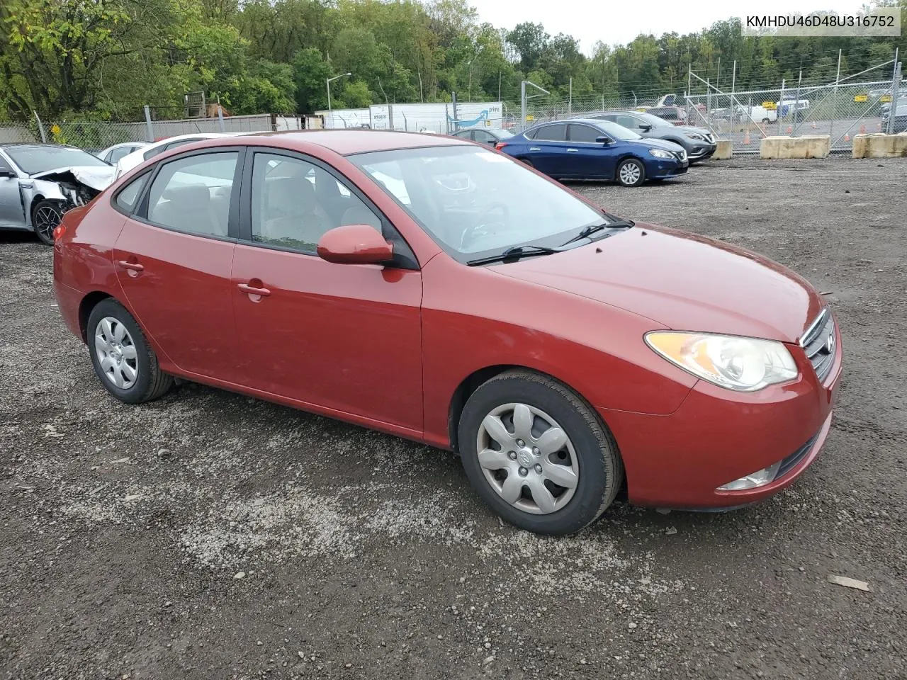 KMHDU46D48U316752 2008 Hyundai Elantra Gls