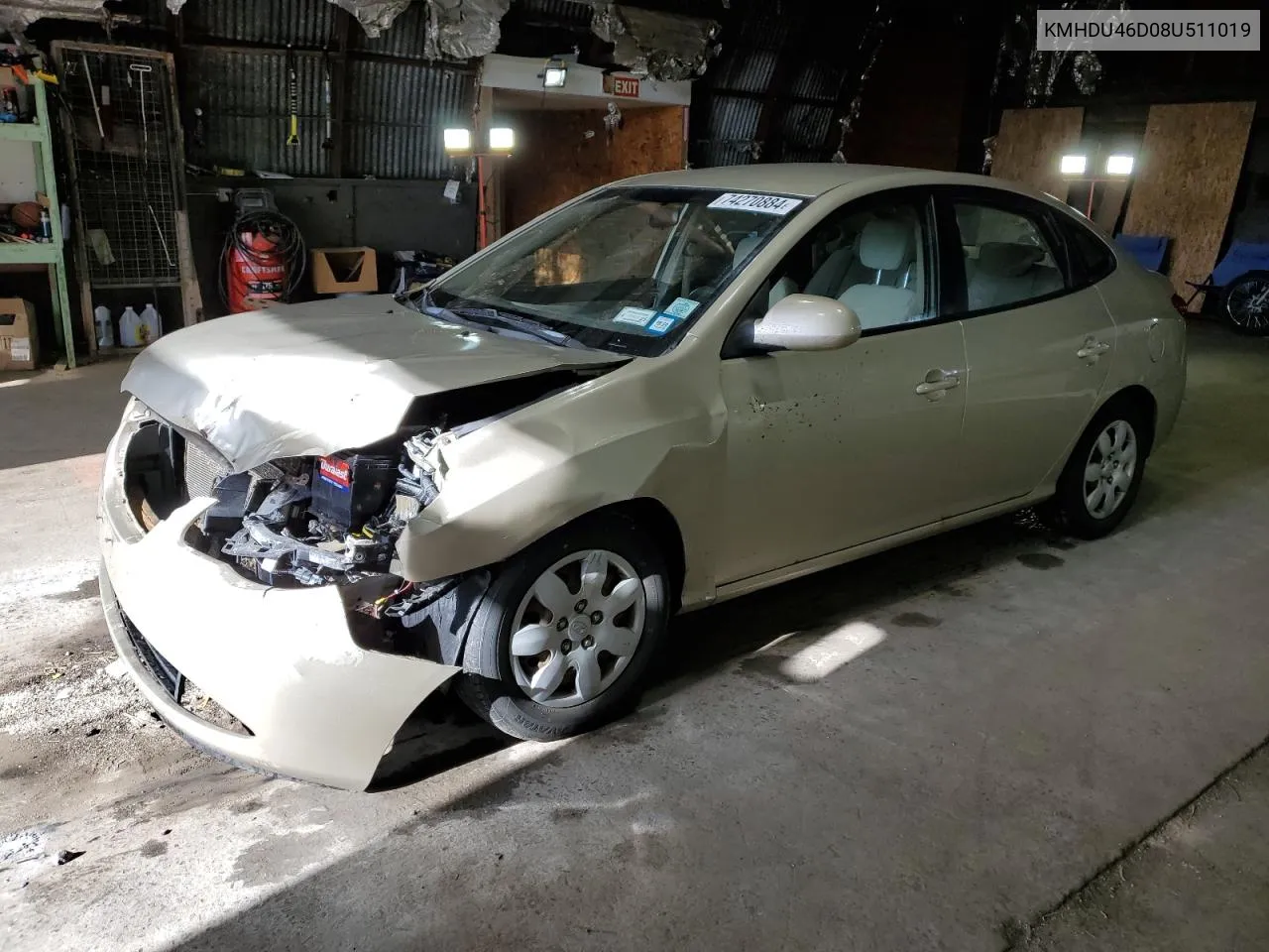 KMHDU46D08U511019 2008 Hyundai Elantra Gls