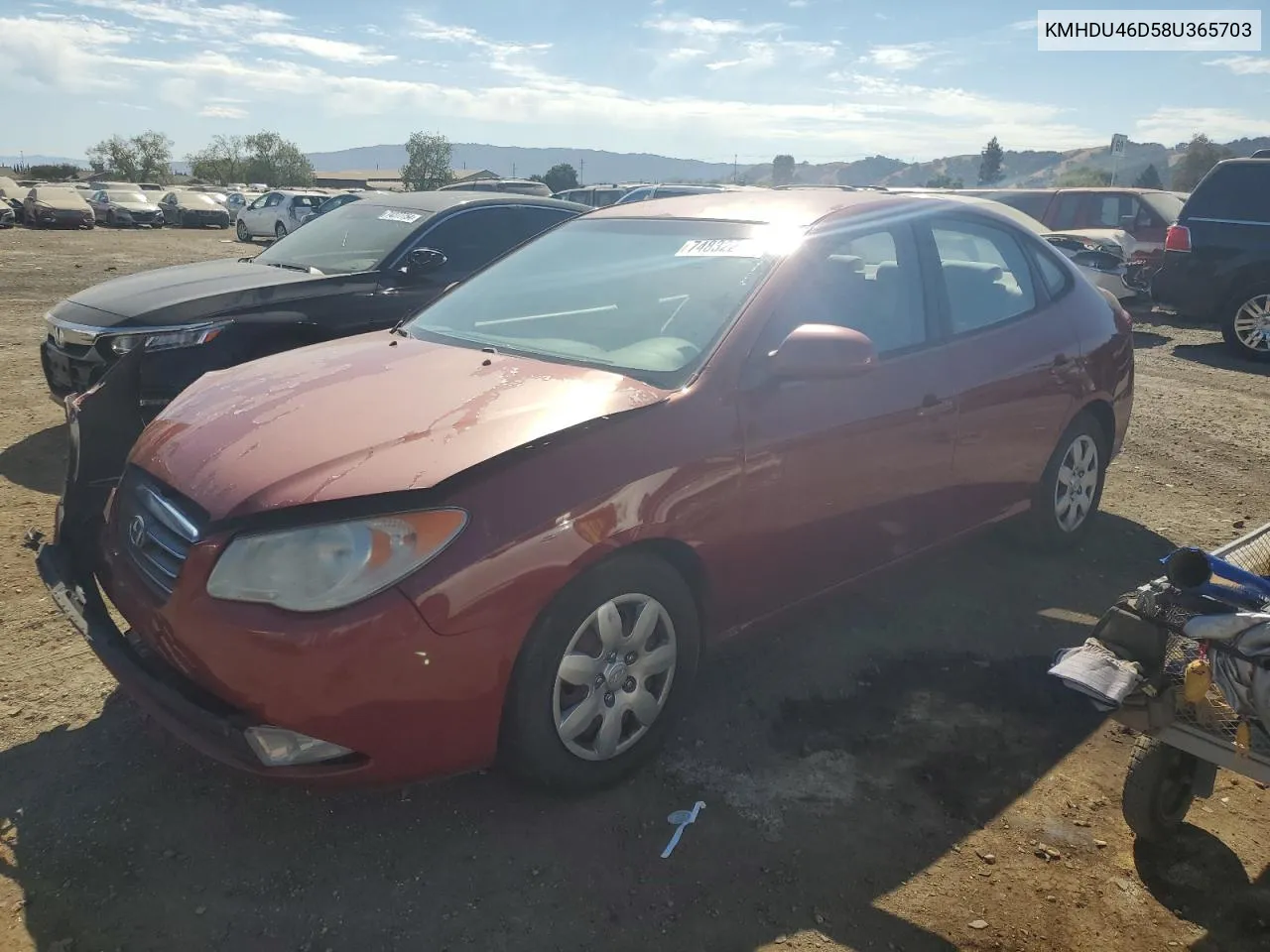 2008 Hyundai Elantra Gls VIN: KMHDU46D58U365703 Lot: 74832214