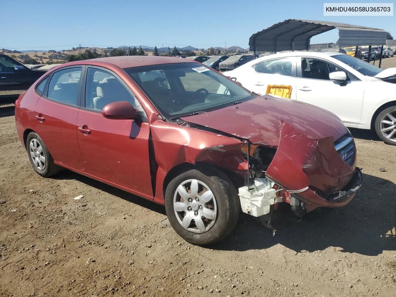 2008 Hyundai Elantra Gls VIN: KMHDU46D58U365703 Lot: 74832214