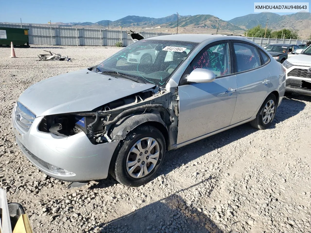 KMHDU4AD7AU948643 2010 Hyundai Elantra Blue