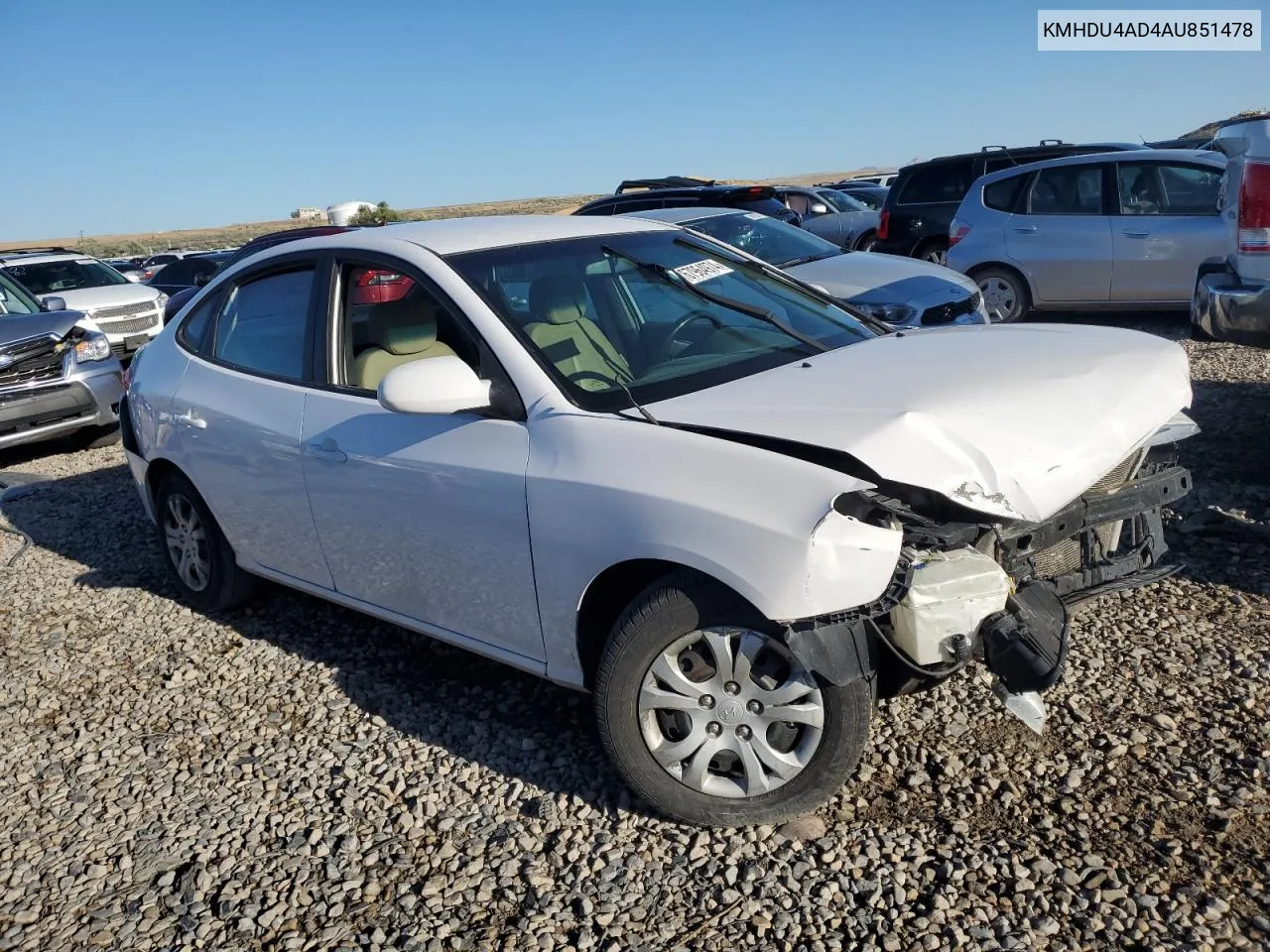 KMHDU4AD4AU851478 2010 Hyundai Elantra Blue