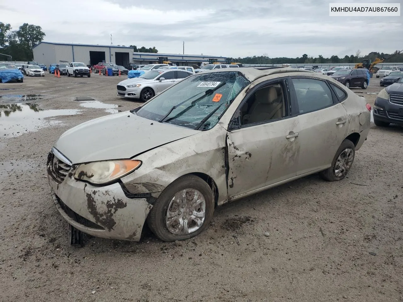 KMHDU4AD7AU867660 2010 Hyundai Elantra Blue