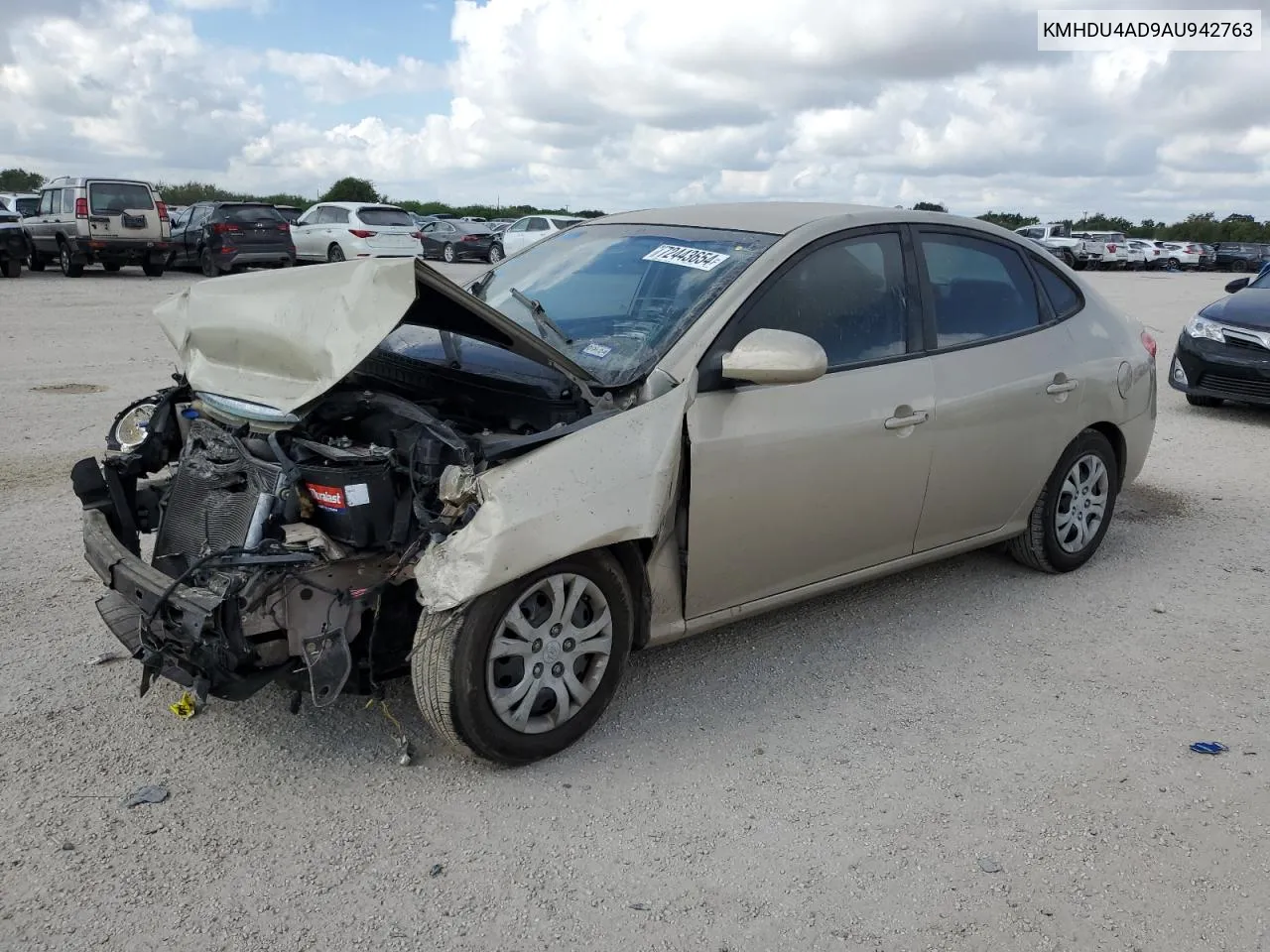 KMHDU4AD9AU942763 2010 Hyundai Elantra Blue