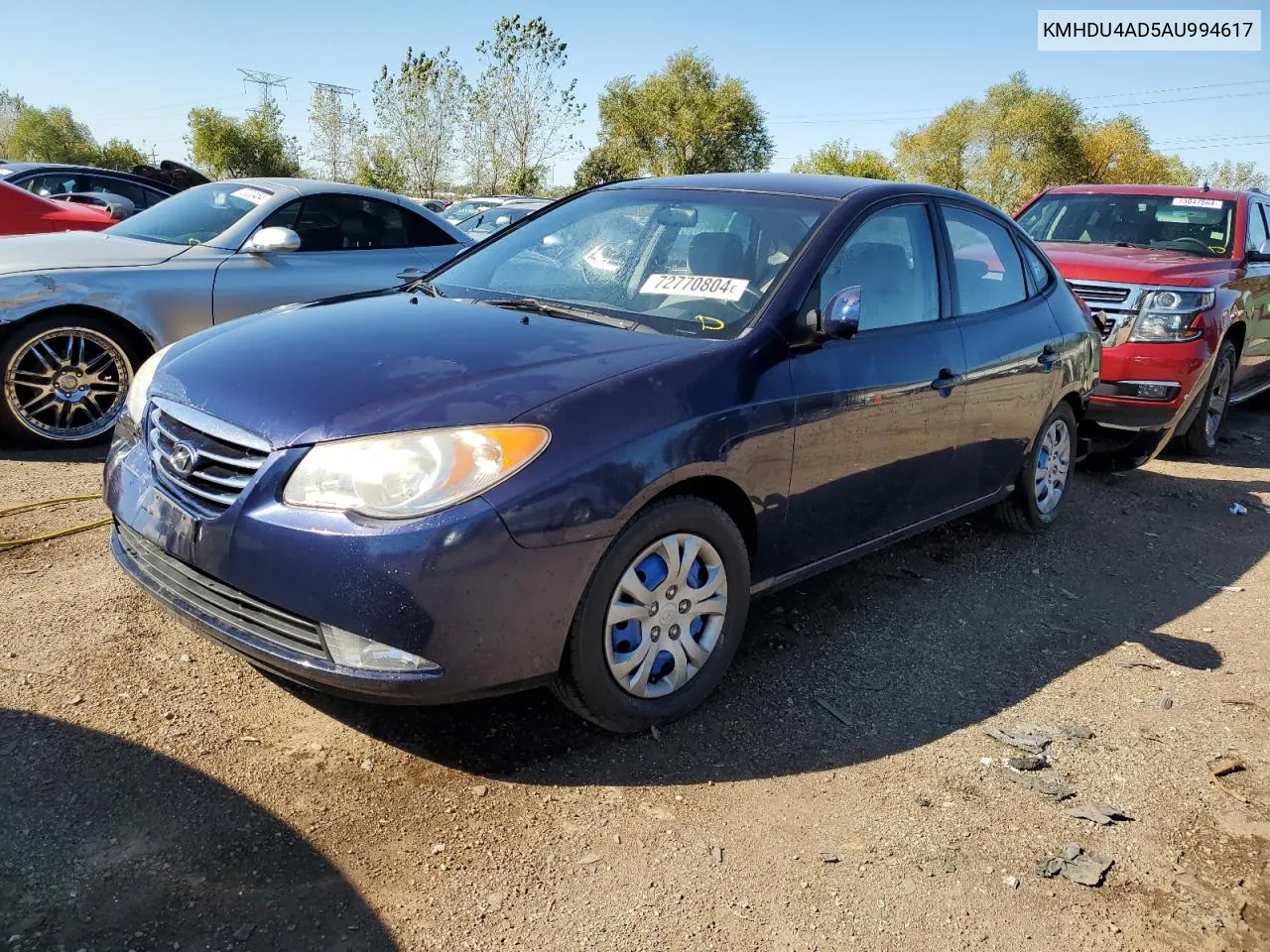 KMHDU4AD5AU994617 2010 Hyundai Elantra Blue