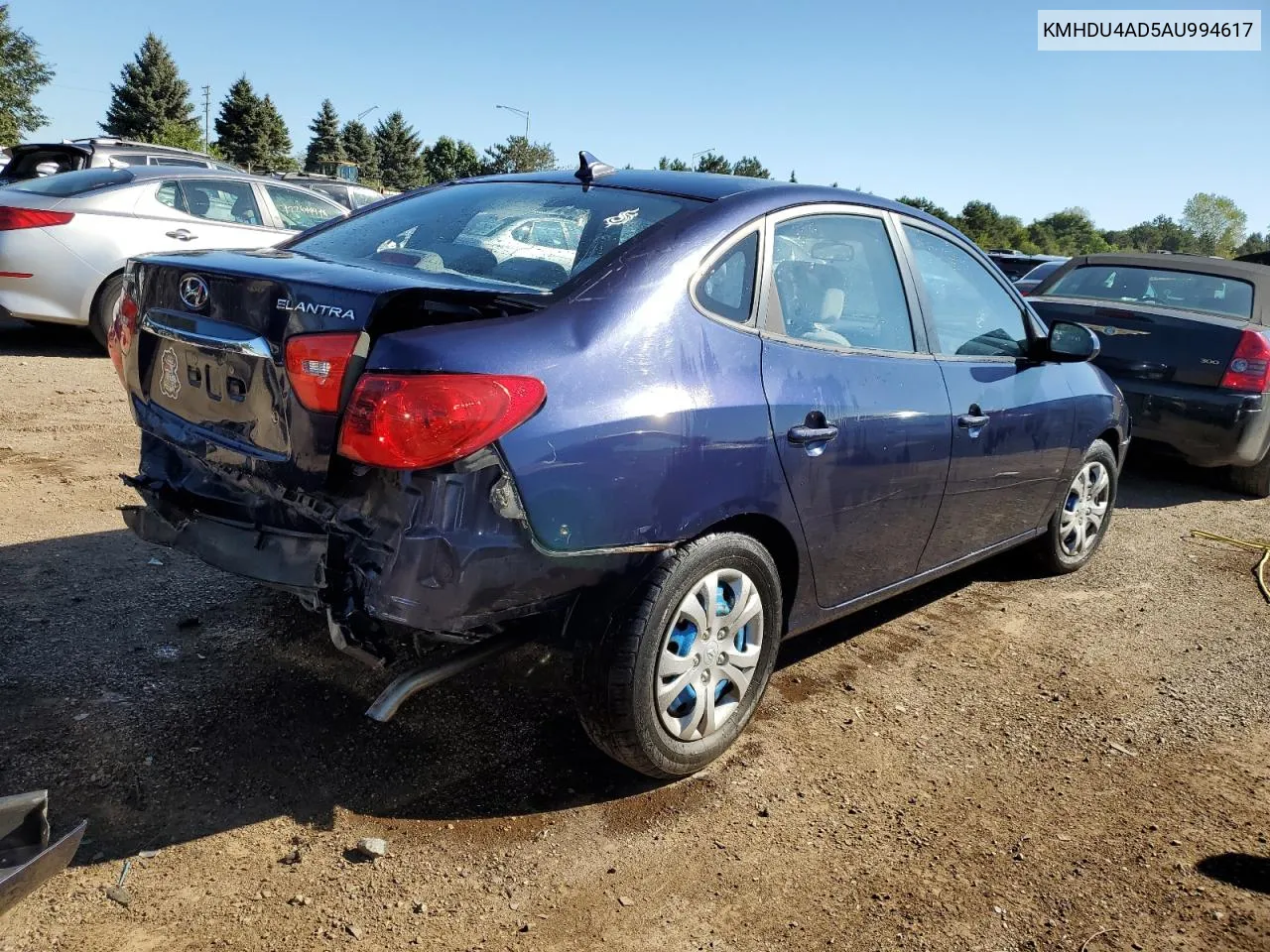 2010 Hyundai Elantra Blue VIN: KMHDU4AD5AU994617 Lot: 72770804