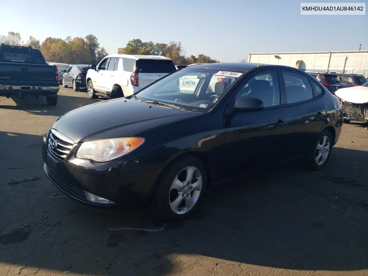 KMHDU4AD1AU846142 2010 Hyundai Elantra Blue