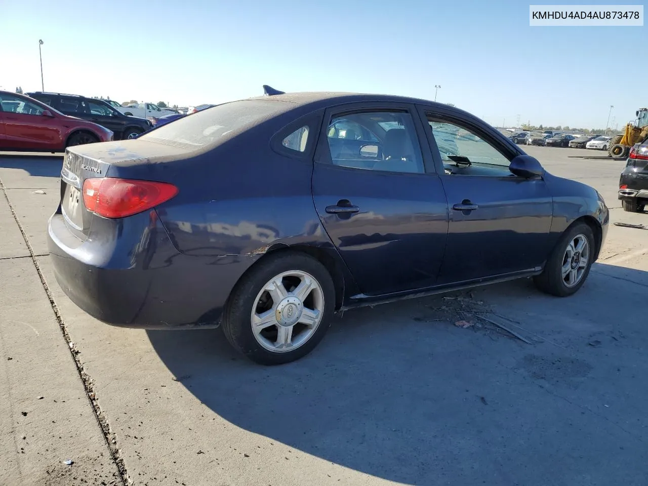 KMHDU4AD4AU873478 2010 Hyundai Elantra Blue