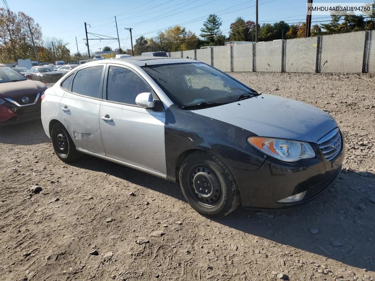 KMHDU4AD3AU894760 2010 Hyundai Elantra Blue