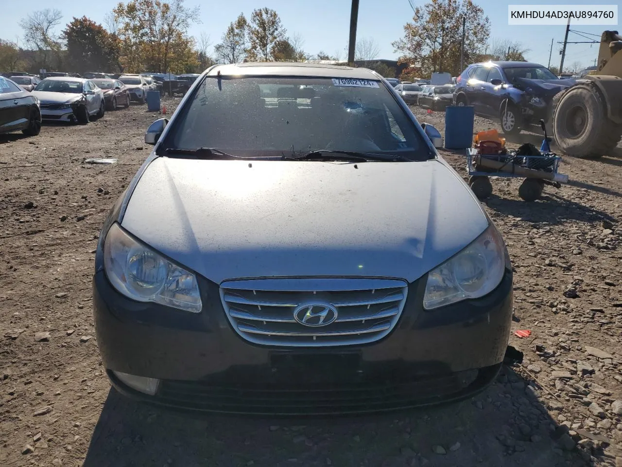 KMHDU4AD3AU894760 2010 Hyundai Elantra Blue