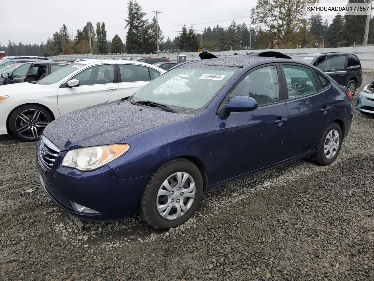 2010 Hyundai Elantra Blue VIN: KMHDU4AD0AU177667 Lot: 76994644