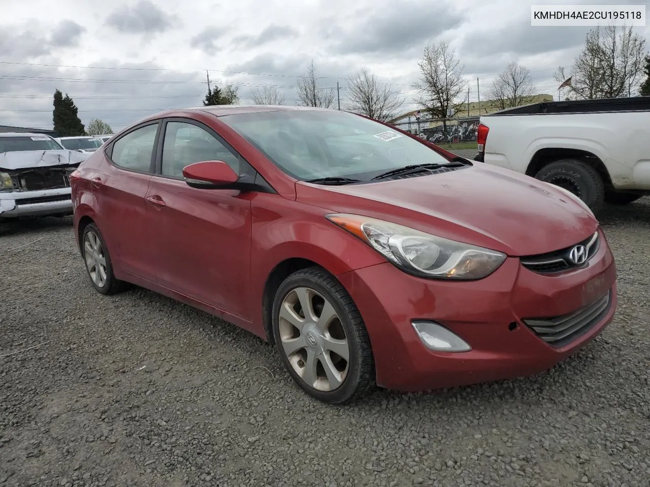 2012 Hyundai Elantra Gls VIN: KMHDH4AE2CU195118 Lot: 50507234