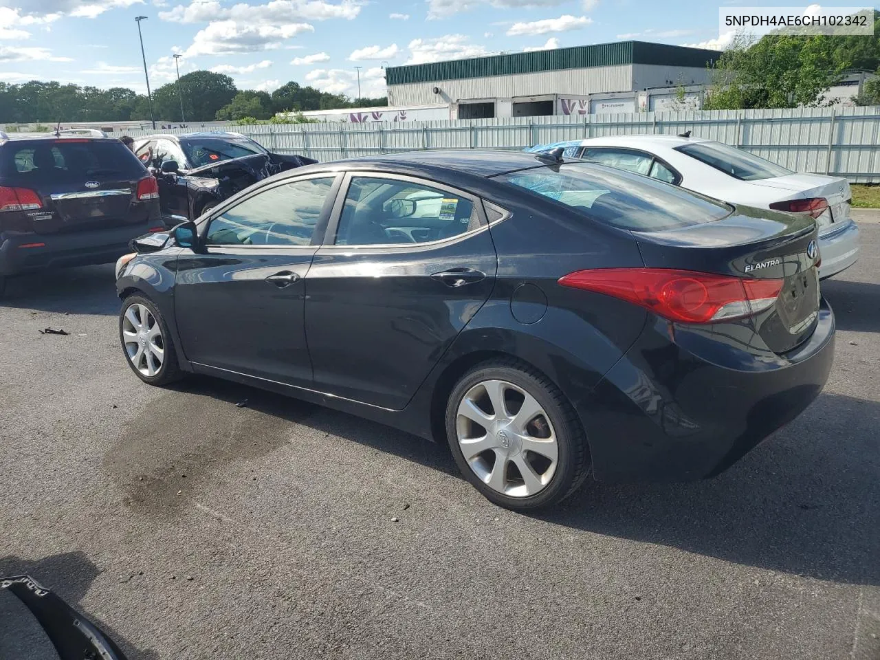 2012 Hyundai Elantra Gls VIN: 5NPDH4AE6CH102342 Lot: 57010044