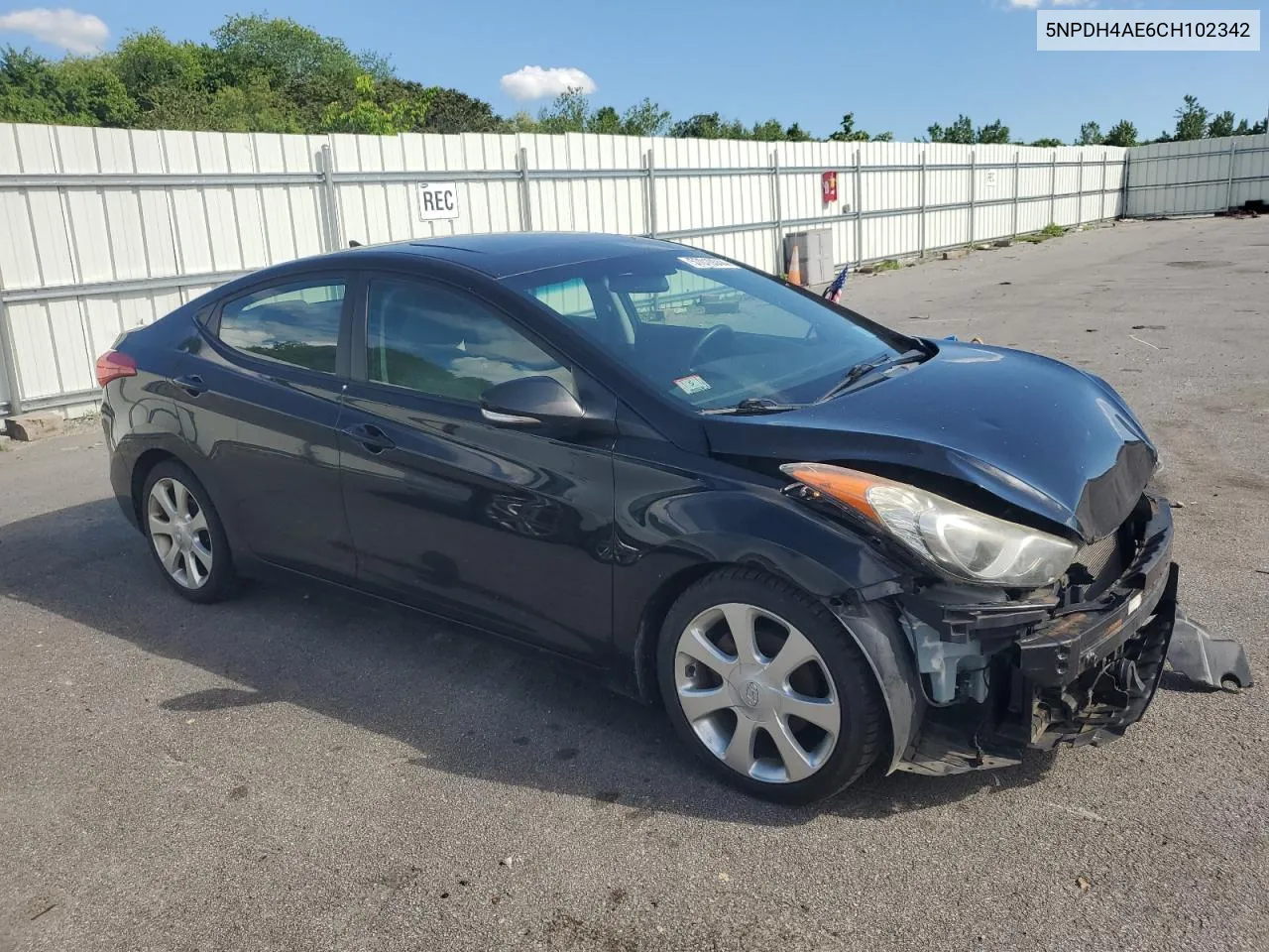 2012 Hyundai Elantra Gls VIN: 5NPDH4AE6CH102342 Lot: 57010044