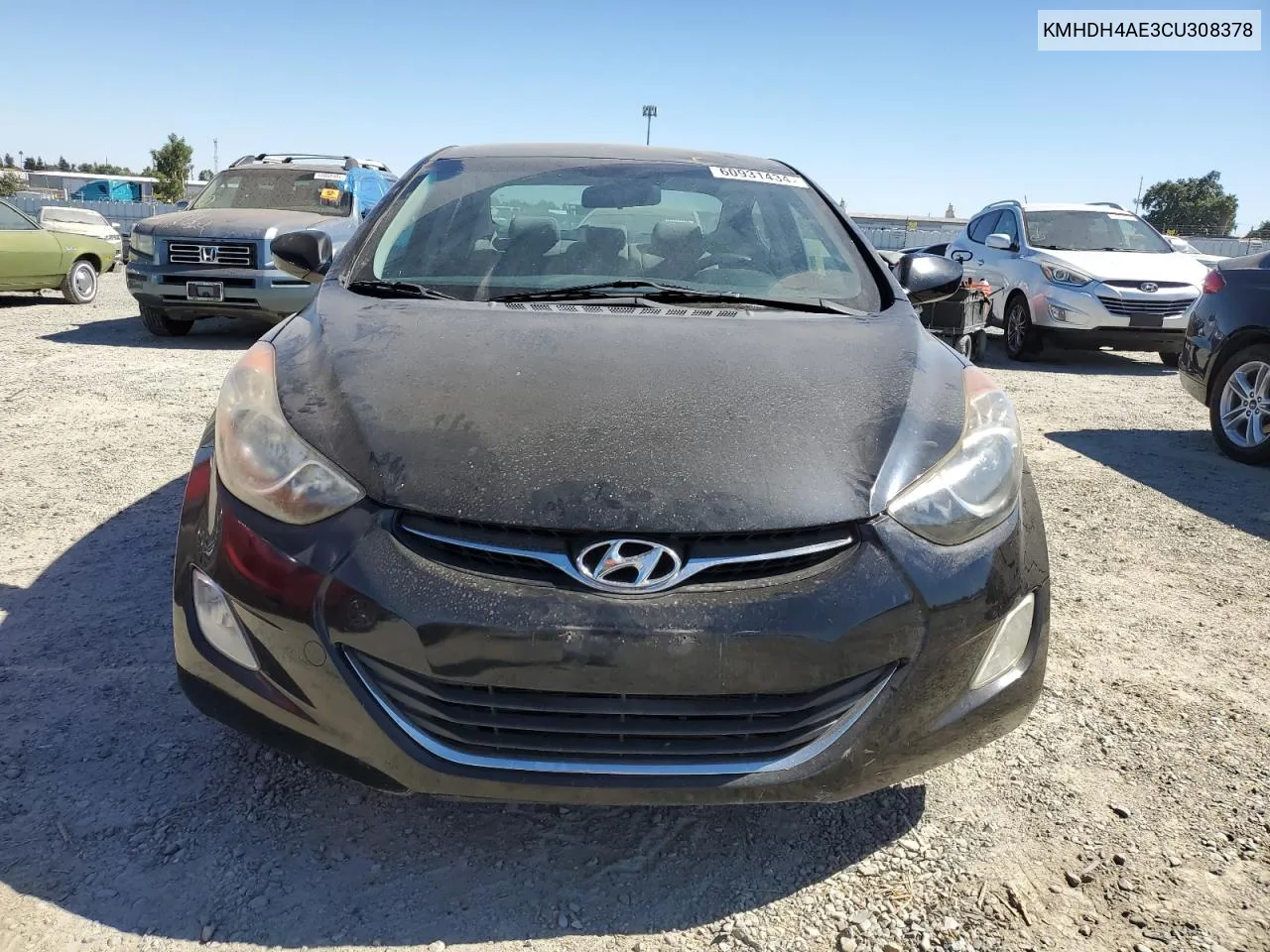 2012 Hyundai Elantra Gls VIN: KMHDH4AE3CU308378 Lot: 60931434