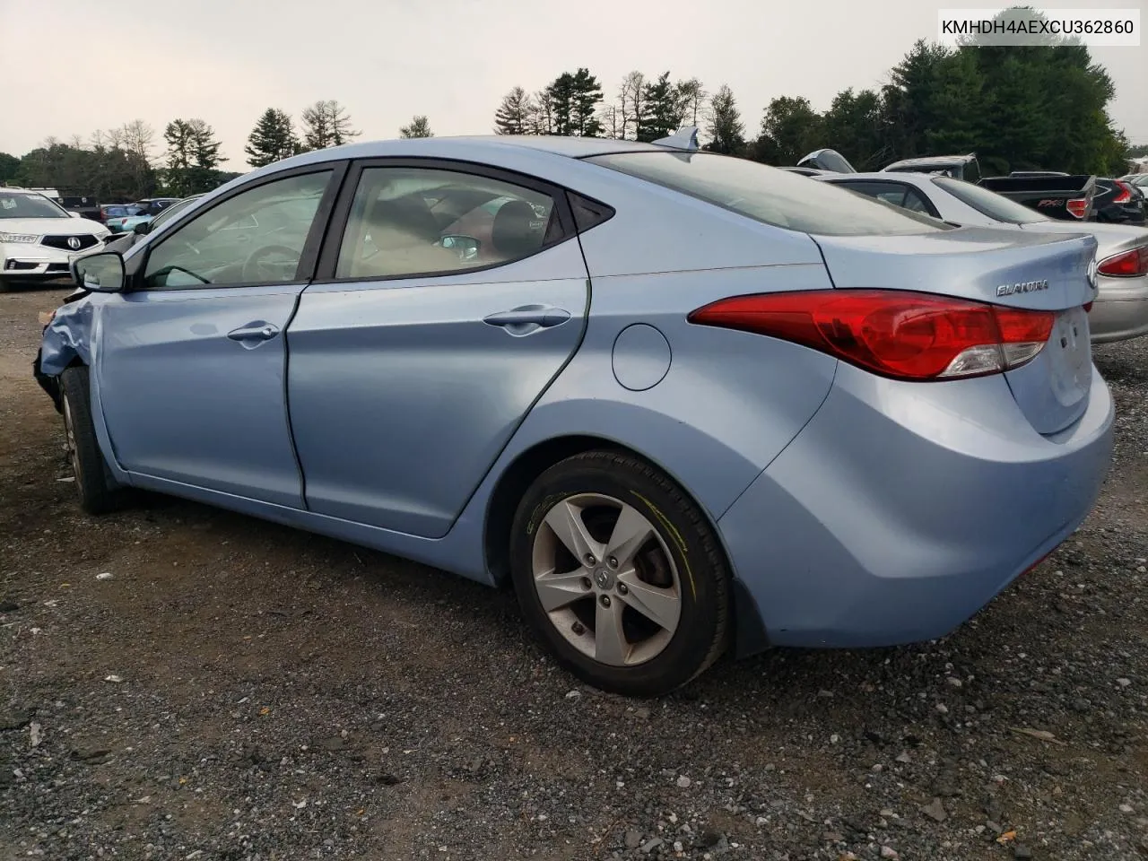 KMHDH4AEXCU362860 2012 Hyundai Elantra Gls