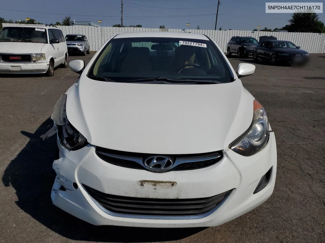 2012 Hyundai Elantra Gls VIN: 5NPDH4AE7CH116170 Lot: 70227794