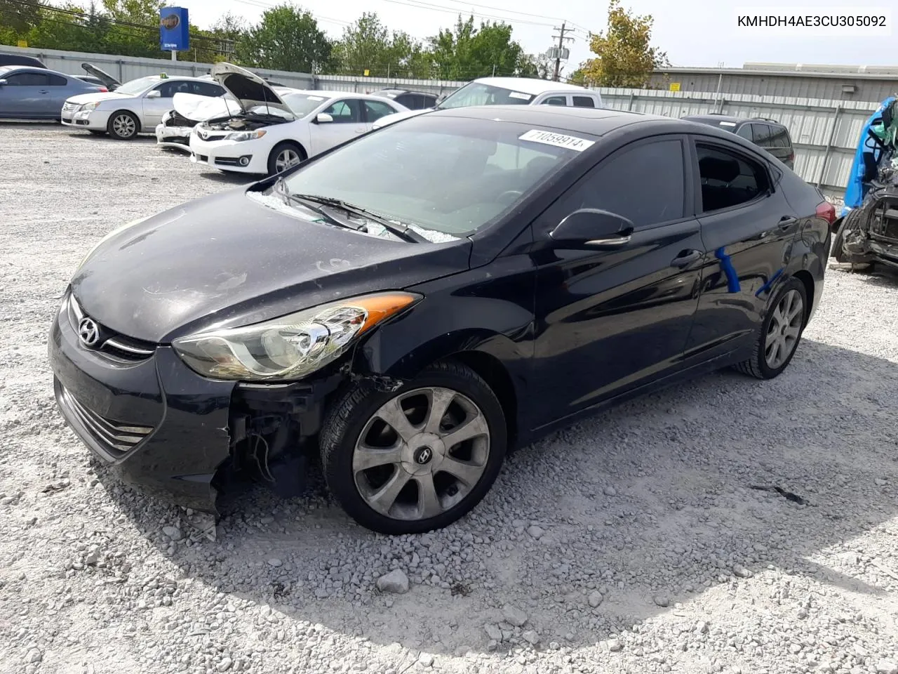 KMHDH4AE3CU305092 2012 Hyundai Elantra Gls