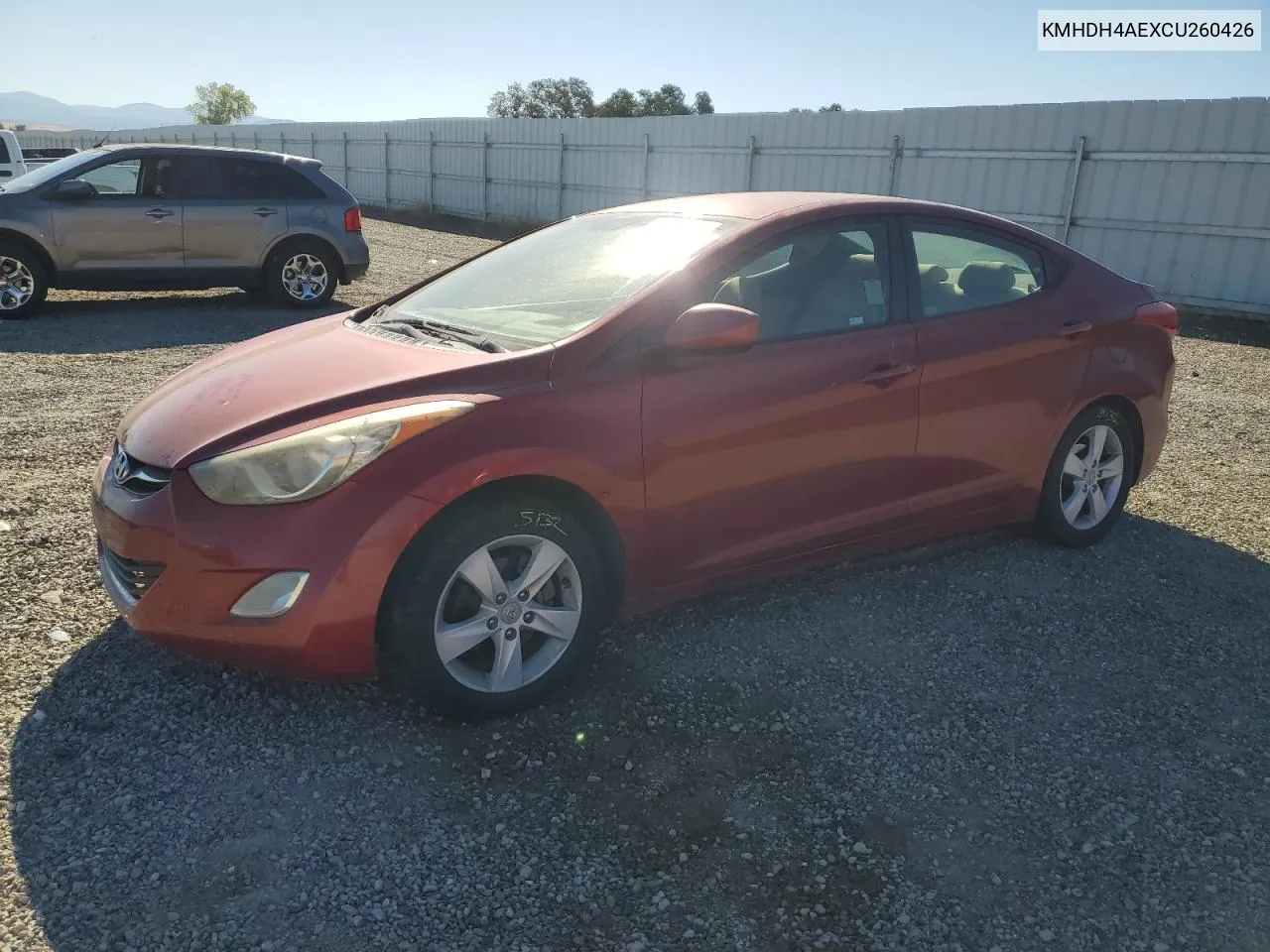 KMHDH4AEXCU260426 2012 Hyundai Elantra Gls