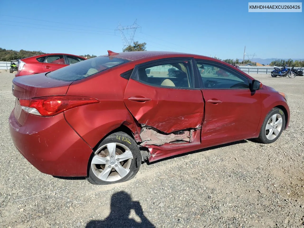 KMHDH4AEXCU260426 2012 Hyundai Elantra Gls