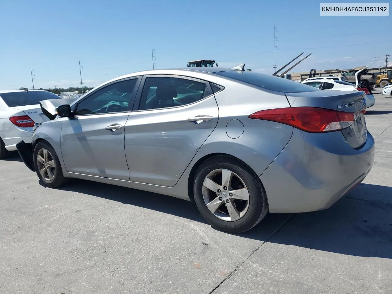 2012 Hyundai Elantra Gls VIN: KMHDH4AE6CU351192 Lot: 73721824