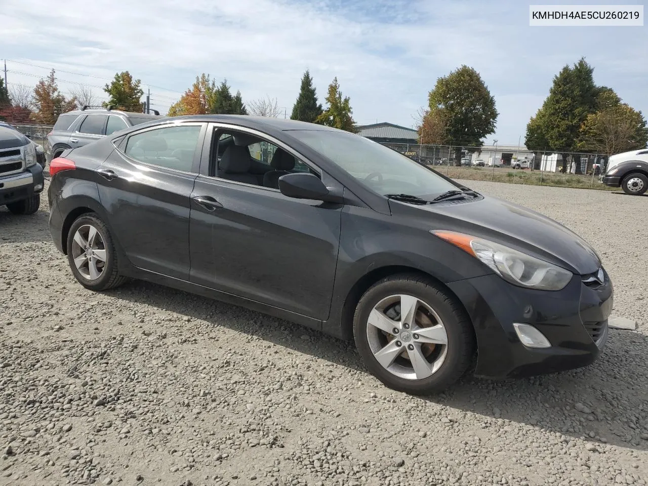 2012 Hyundai Elantra Gls VIN: KMHDH4AE5CU260219 Lot: 74531084