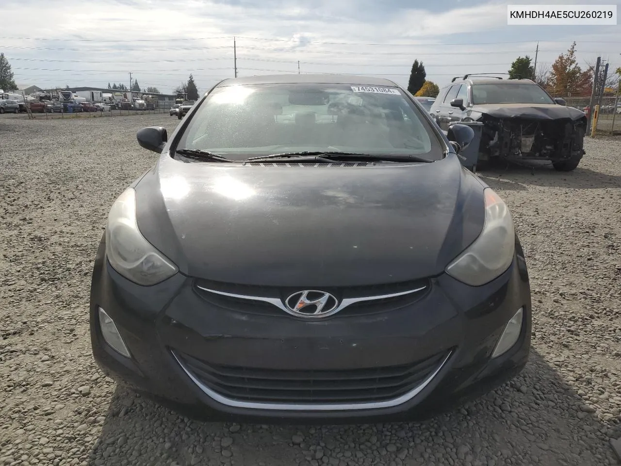 2012 Hyundai Elantra Gls VIN: KMHDH4AE5CU260219 Lot: 74531084