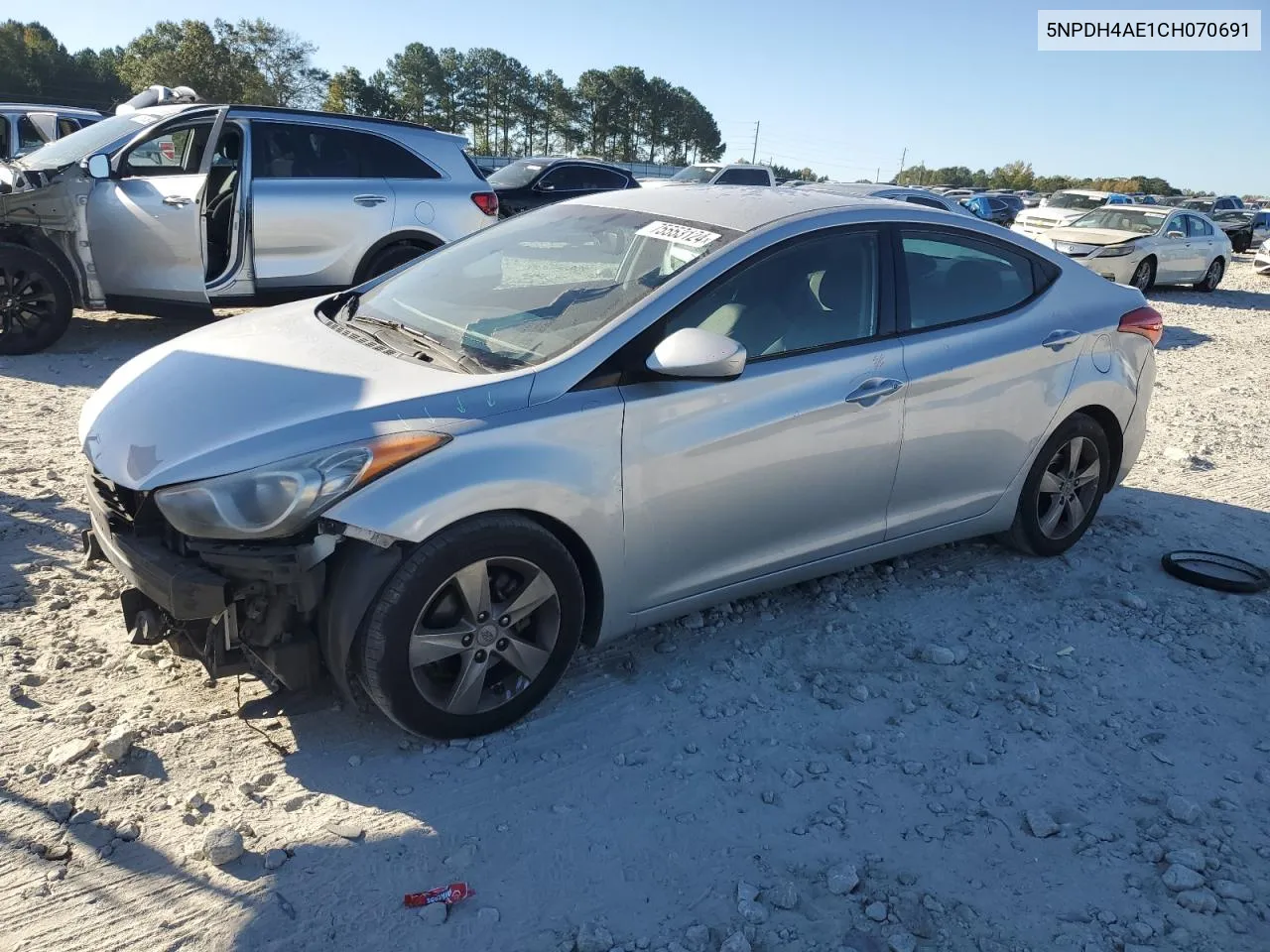 2012 Hyundai Elantra Gls VIN: 5NPDH4AE1CH070691 Lot: 75553124