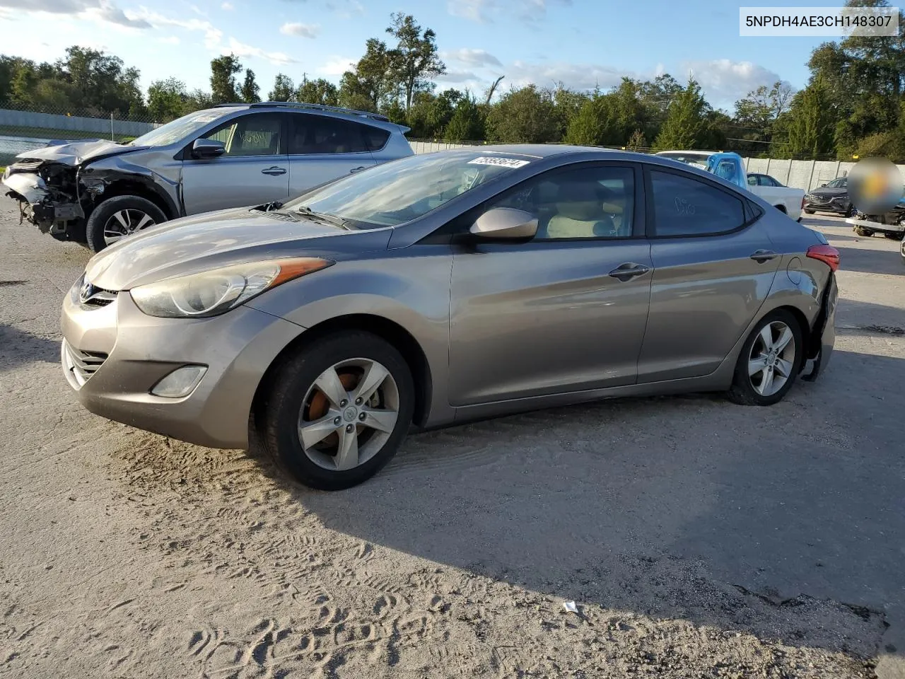 2012 Hyundai Elantra Gls VIN: 5NPDH4AE3CH148307 Lot: 75593674