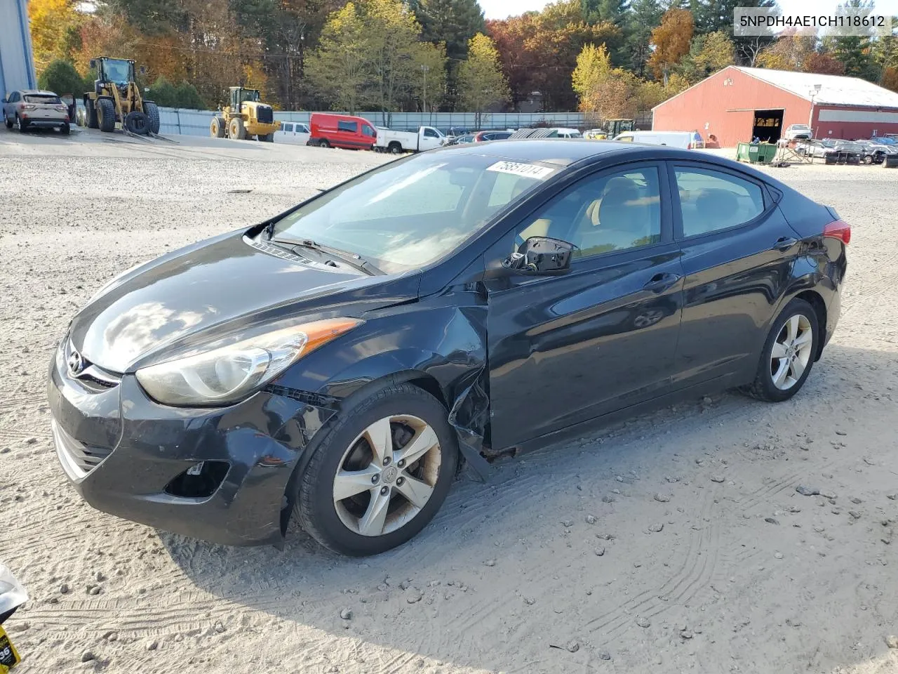 2012 Hyundai Elantra Gls VIN: 5NPDH4AE1CH118612 Lot: 75851014