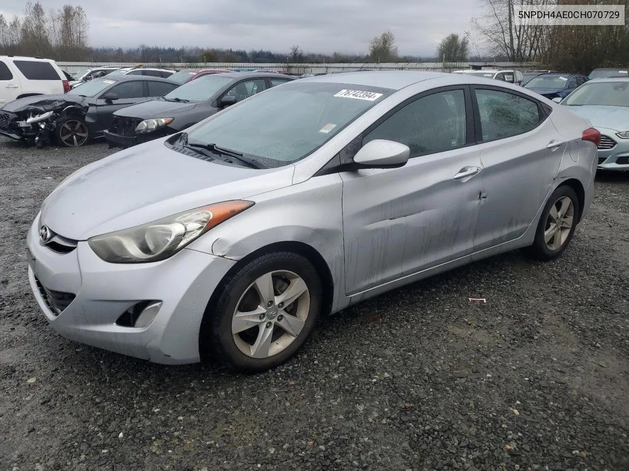 2012 Hyundai Elantra Gls VIN: 5NPDH4AE0CH070729 Lot: 76742394