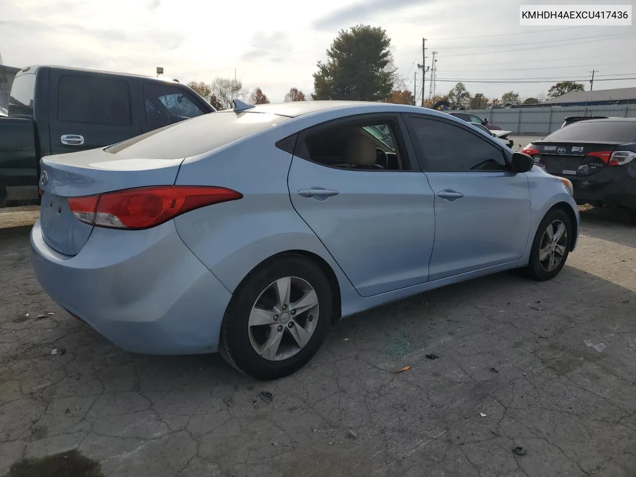 KMHDH4AEXCU417436 2012 Hyundai Elantra Gls