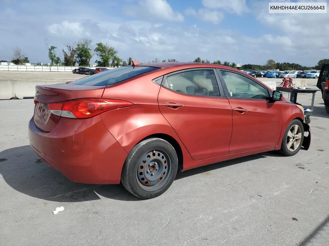 2012 Hyundai Elantra Gls VIN: KMHDH4AE4CU266643 Lot: 78996934