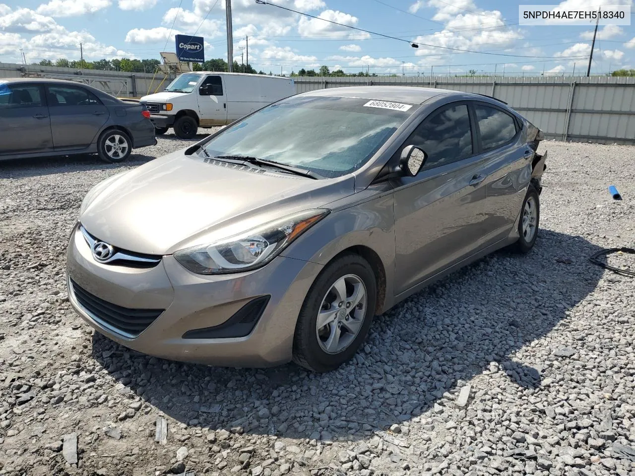 5NPDH4AE7EH518340 2014 Hyundai Elantra Se