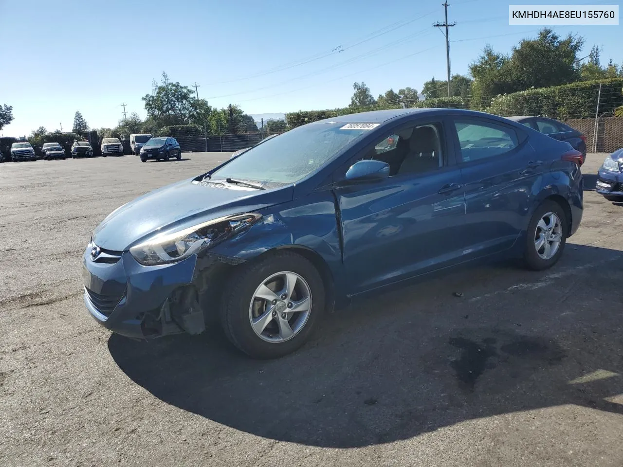 2014 Hyundai Elantra Se VIN: KMHDH4AE8EU155760 Lot: 76057084