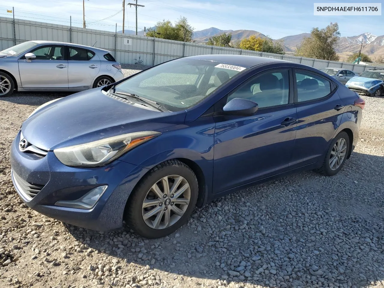 2015 Hyundai Elantra Se VIN: 5NPDH4AE4FH611706 Lot: 76833004