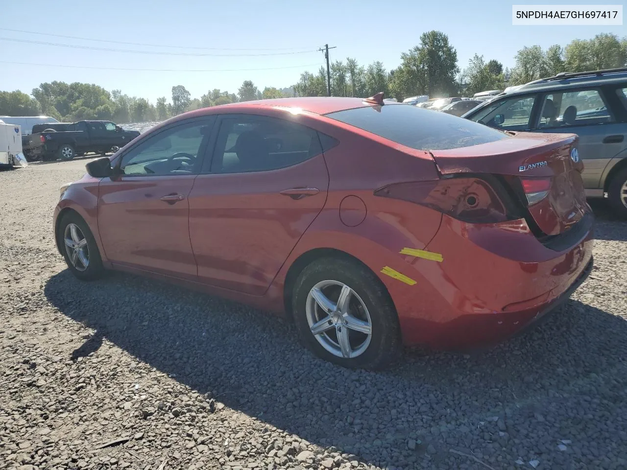 2016 Hyundai Elantra Se VIN: 5NPDH4AE7GH697417 Lot: 69049214