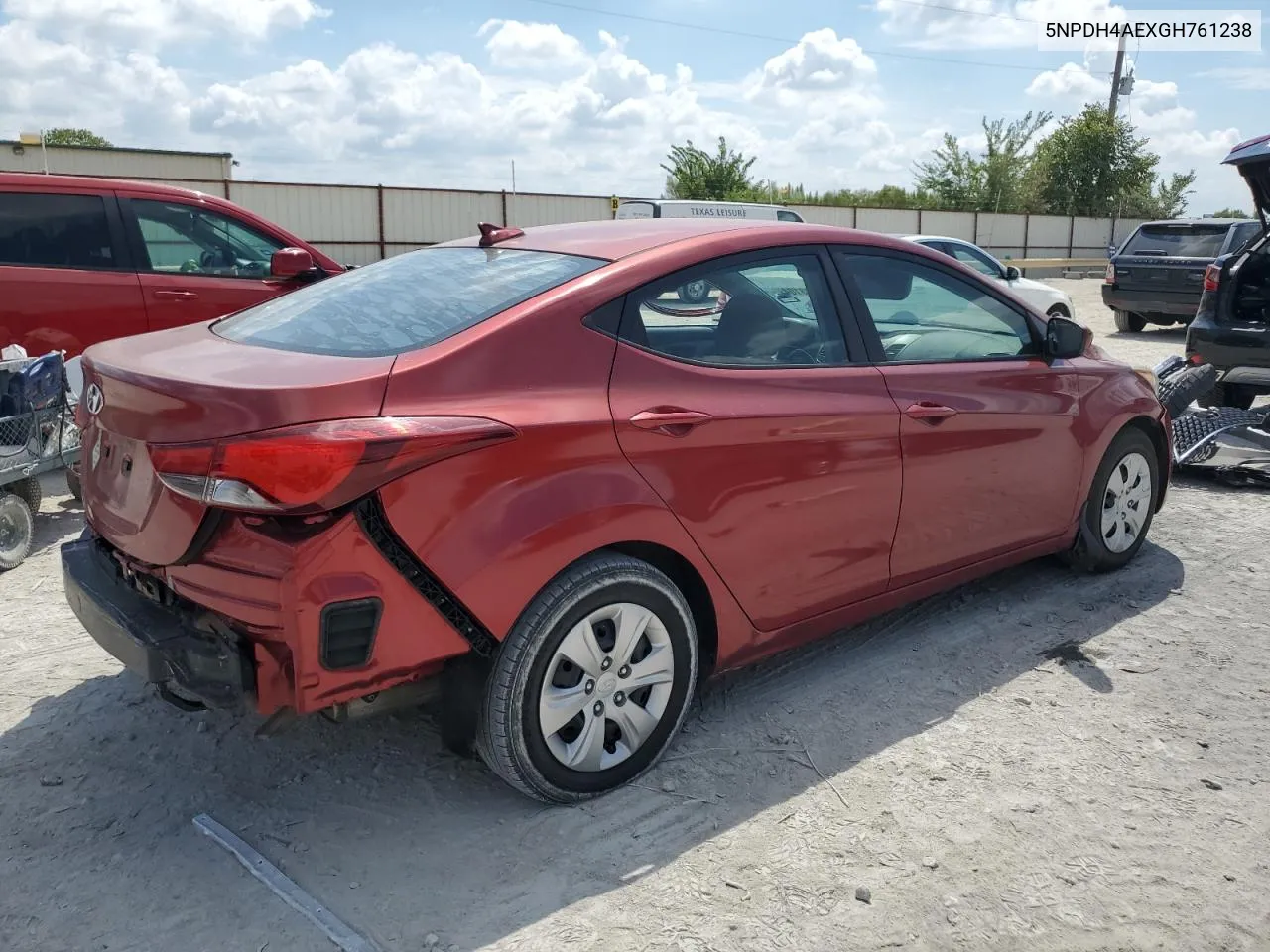 2016 Hyundai Elantra Se VIN: 5NPDH4AEXGH761238 Lot: 69783104