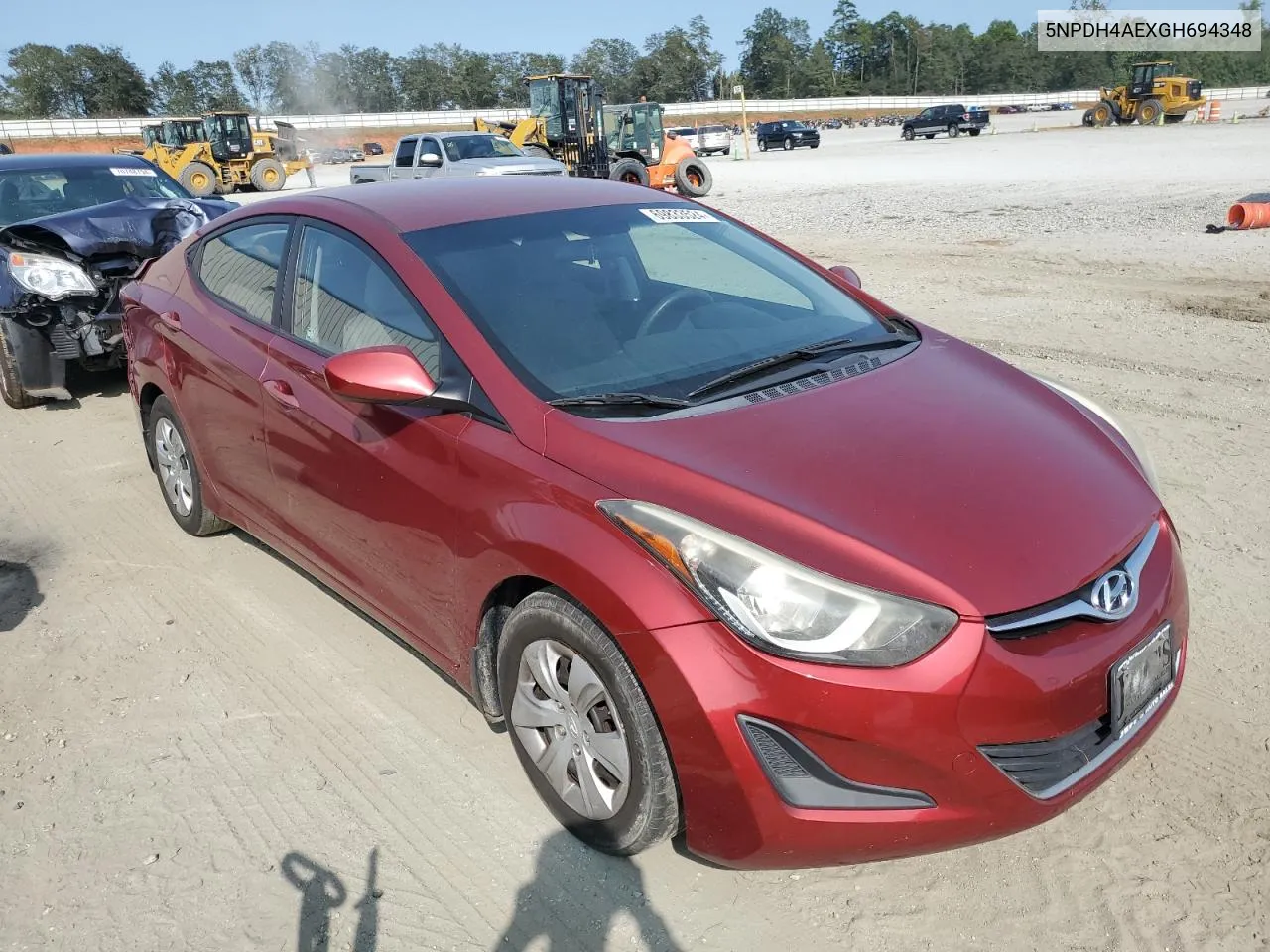 5NPDH4AEXGH694348 2016 Hyundai Elantra Se