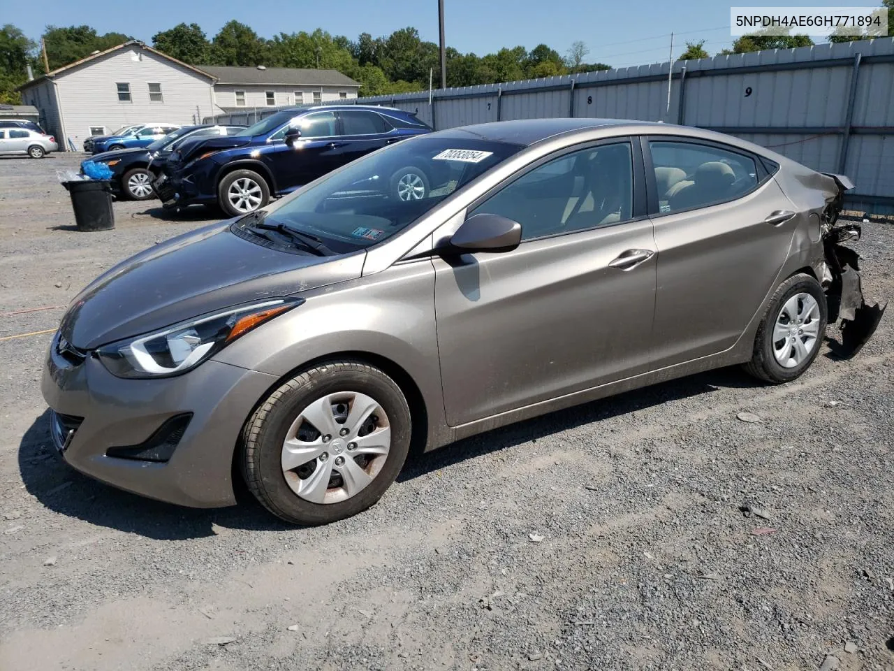 5NPDH4AE6GH771894 2016 Hyundai Elantra Se